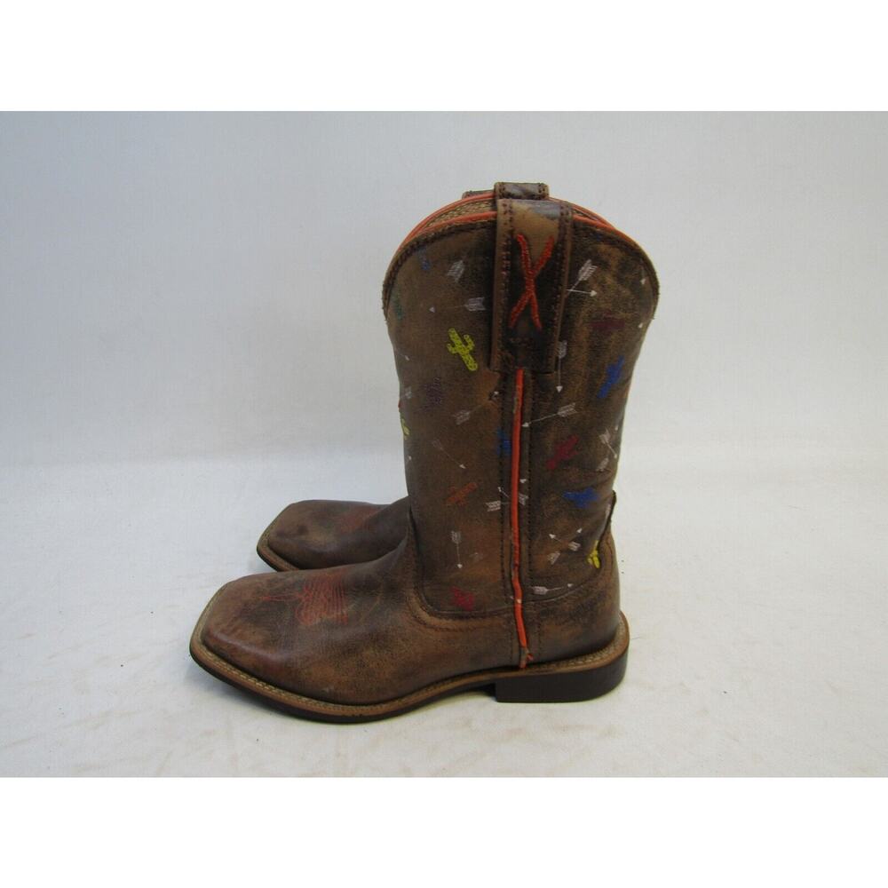 Twisted X Youth Size 12.5 M Brown Leather Cactus Arrows Cowboy Western Boots
